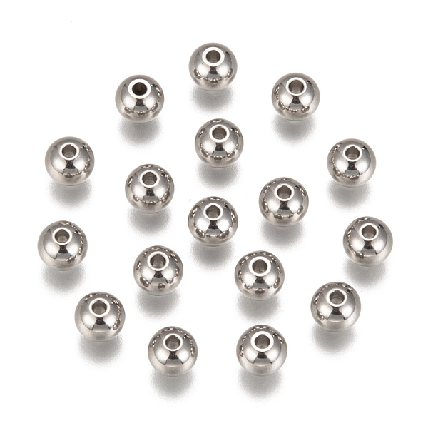

PandaHall 201 Stainless Steel Beads, Solid Round, Stainless Steel Color, 6mm, Hole: 1.5mm 201 Stainless Steel Round