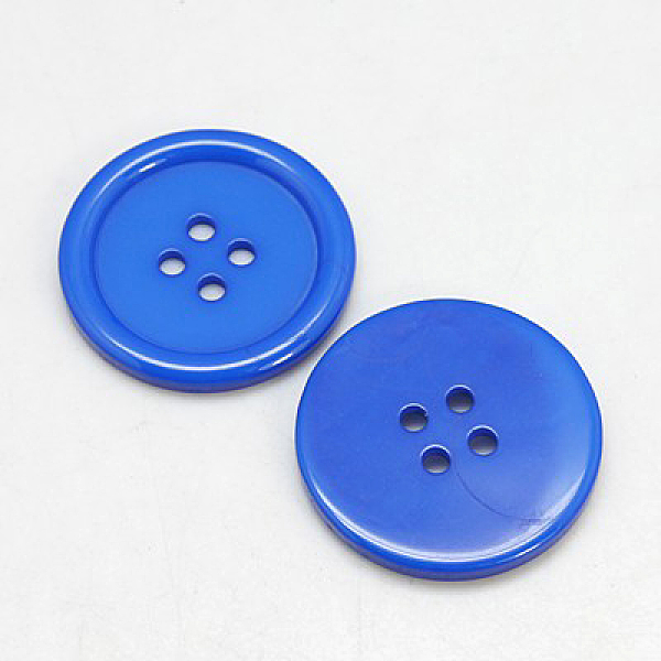 

PandaHall Resin Buttons, Dyed, Flat Round, Dodger Blue, 34x4mm, Hole: 3mm, 98pcs/bag Resin Flat Round Blue