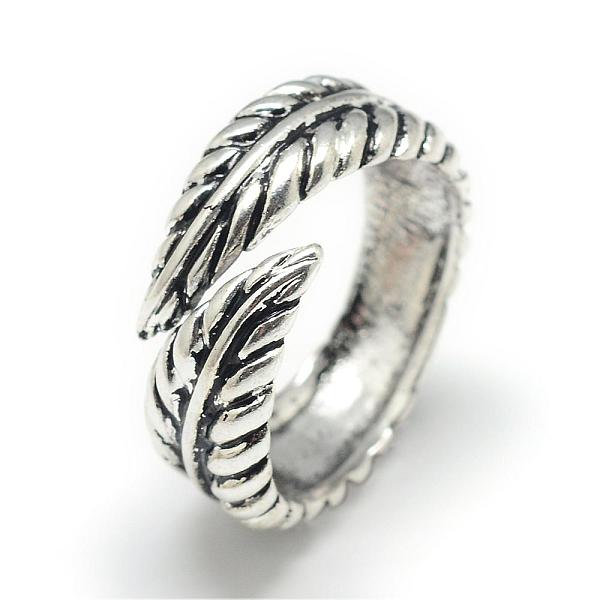 

PandaHall Adjustable Alloy Cuff Finger Rings, Leaf, Size 7, Antique Silver, 17mm Alloy