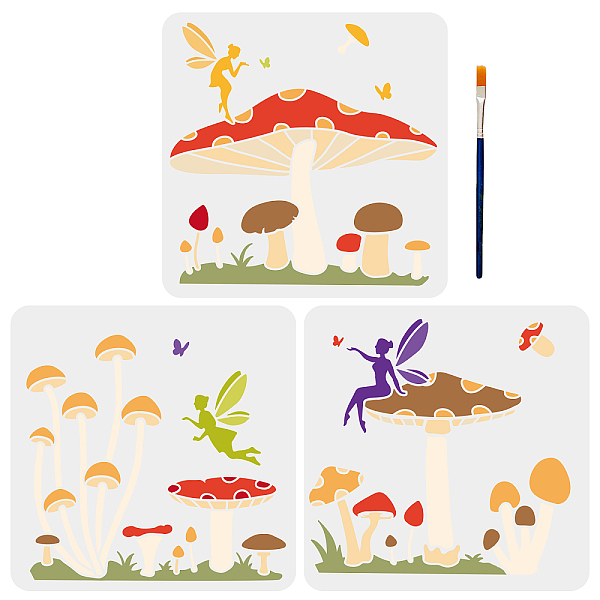 

PandaHall MAYJOYDIY US 1 Set PET Hollow Out Drawing Painting Stencils, with 1Pc Art Paint Brushes, Mushroom Pattern, Painting Stencils...