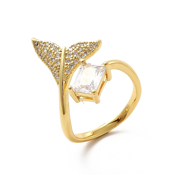 

PandaHall Clear Cubic Zirconia Whale Tail Shape Open Cuff Ring, Brass Jewelry for Women, Real 18K Gold Plated, US Size 6(16.5mm) Brass+Cubic...