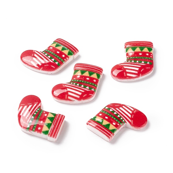 

PandaHall Christmas Themed Opaque Resin Cabochons, Christmas Socks, Red, 20x18x4mm Resin Christmas Socking Red