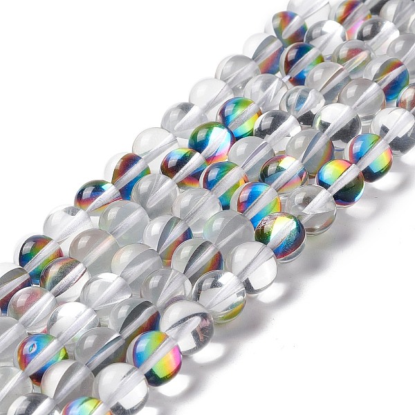 

PandaHall Synthetic Moonstone Beads Strands, Round, WhiteSmoke, 10mm, Hole: 1mm, about 37~39pcs/strand, 14.76''~14.96''(37.5~38cm) Moonstone..., White