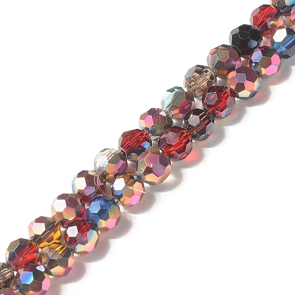 

PandaHall Transparent Electroplated Glass Beads Strands, Multi-color Plated, Faceted(32 Facets), Round, FireBrick, 6x5.5mm, Hole: 1.2mm..., Red