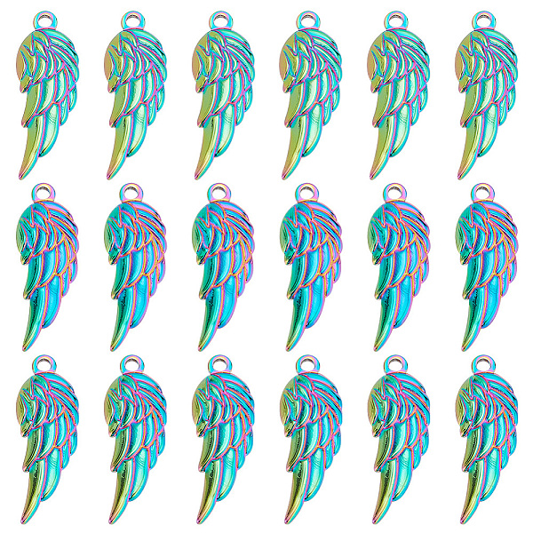 PandaHall PH 20pcs Angel Wings Pendant Charms, Rainbow Color Wing Charms 304 Stainless Steel Wing Pendants Gradient Feather Pendants for... PandaHall PH 20pcs Angel Wings Pendant Charms, Rainbow Color Wing Charms 304 Stainless Steel Wing Pendants Gradient Feather Pendants for...