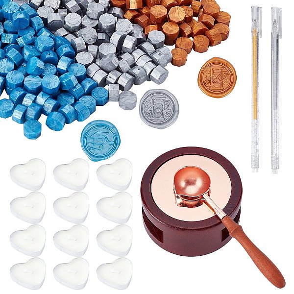 

PandaHall CRASPIRE DIY Stamp Making Kits, Including Round Sealing Wax Stove, Sealing Wax Particles, Brass Spoon, Plastic Glisten Gel Pen..., Multicolor