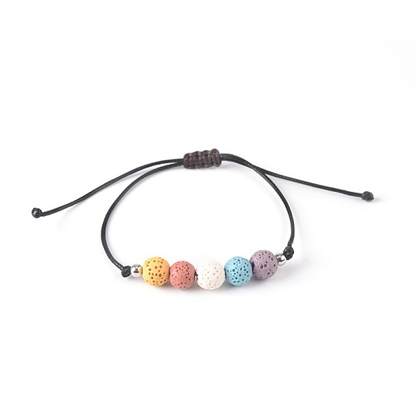 Bracelets bohèmes ajustables faits main en perles tressées de pierre de lave naturelle teinte pour femmes