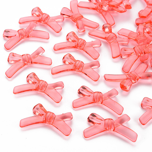 

PandaHall Transparent Acrylic Beads, Bowknot, Salmon, 20x34x5.5mm, Hole: 1.8mm, about 435pcs/500g Acrylic Bowknot Red