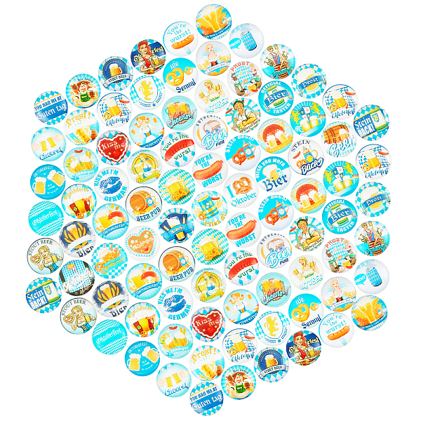 

PandaHall 100Pcs Glass Cabochins, Half Round with Mixed Pattern for Beerfest, Mixed Color, 12x4mm Glass Half Round Multicolor