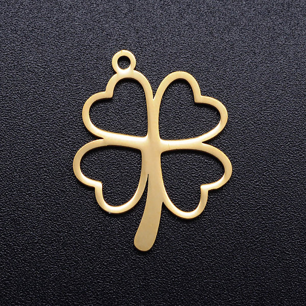 

PandaHall 304 Stainless Steel Hollow Pendants, Clover, Golden, 23x18x1mm, Hole: 1.5mm 304 Stainless Steel Clover