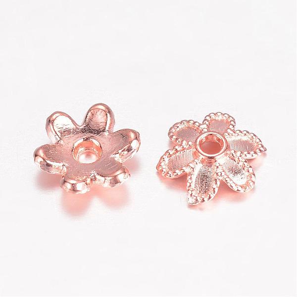 

PandaHall Alloy Bead Caps Enamel Settings, 6-Petal Flower, Rose Gold, 8x2.5mm, Hole: 1mm Alloy Flower