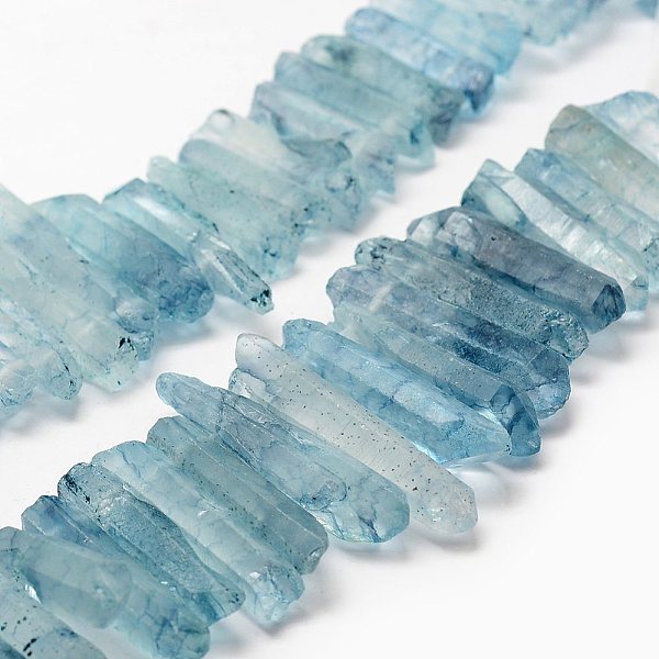 

PandaHall Natural Quartz Crystal Beads Strands, Dyed, Faceted, Nuggets, Sky Blue, 13~48x7~12x3.5~10mm, Hole: 2mm, 14.9 inch(38cm) Quartz...