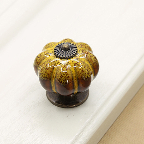 

PandaHall Porcelain Drawer Knob, with Alloy Findings and Screws, Cabinet Pulls Handles for Kitchen Cupboard Door and Bathroom Drawer..., Gold