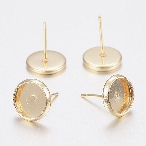 

PandaHall 304 Stainless Steel Stud Earring Settings, Flat Round, Real 18k Gold Plated, Tray: 8mm, 10x1.5mm, Pin: 0.8mm 304 Stainless Steel...