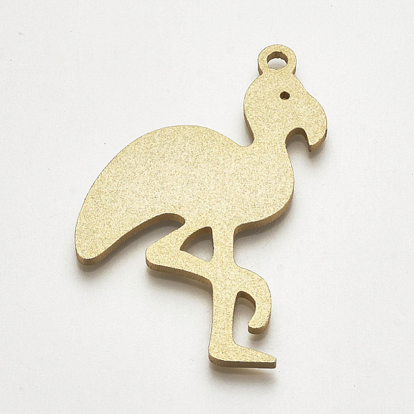 

PandaHall Aluminum Big Pendants, Flamingo Shape, Wheat, 51.5x36x2mm, Hole: 2.5mm Aluminum Other Animal Orange