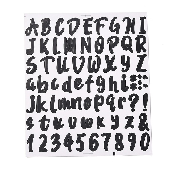PandaHall Number & Alphabet & Sign PVC Waterproof Self-Adhesive Sticker, for Gift Cards Decoration, Black, 21.5x18.5x0.02cm, Tags...