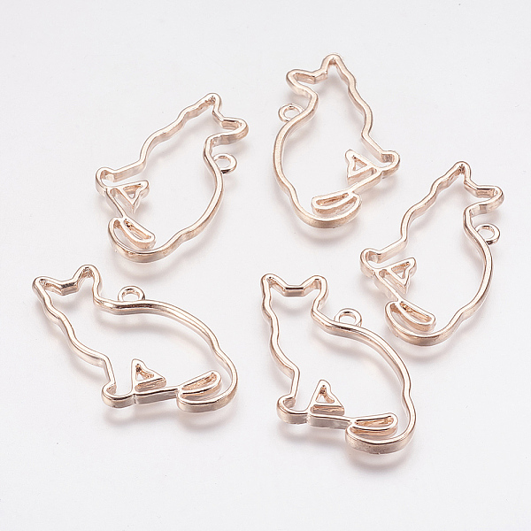 

PandaHall Alloy Kitten Open Back Bezel Pendants, for DIY UV Resin, Epoxy Resin, Pressed Flower Jewelry, Cat, Rose Gold, 35x21x2.5mm, Hole...