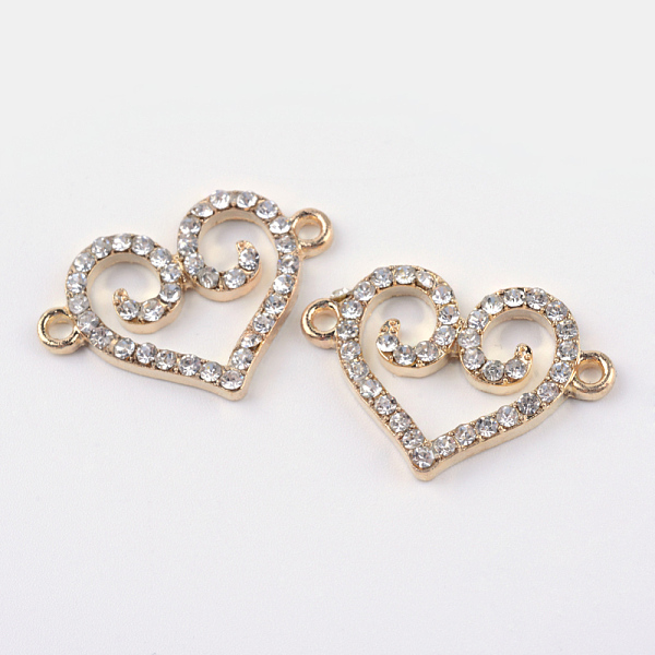 

PandaHall Alloy Rhinestone Links, Heart, Light Gold, 17.5x25.5x2.5mm, Hole: 2.5mm Alloy+Rhinestone Heart Clear