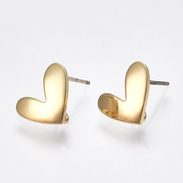 

PandaHall Brass Stud Earring Findings, with Loop, Raw(Unplated) Silver Pins, Heart, Real 18K Gold Plated, 9.5x11.5mm, Hole: 2mm, Pin: 0.6mm...