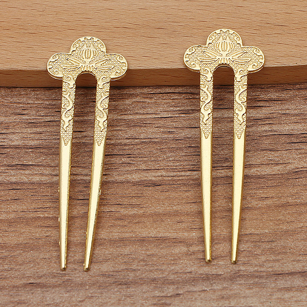 

PandaHall Ancient Alloy Hair Sticks, U-shape, Golden, 57x20mm Alloy