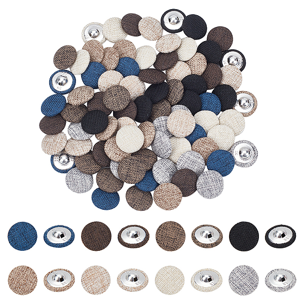 

PandaHall WADORN 80Pcs 8 Colors 1-Hole Linen Button, with Aluminum Finding, Flat Round, Mixed Color, 19.5x8.5mm, Hole: 2.5x2mm, 10pcs/color..., Multicolor