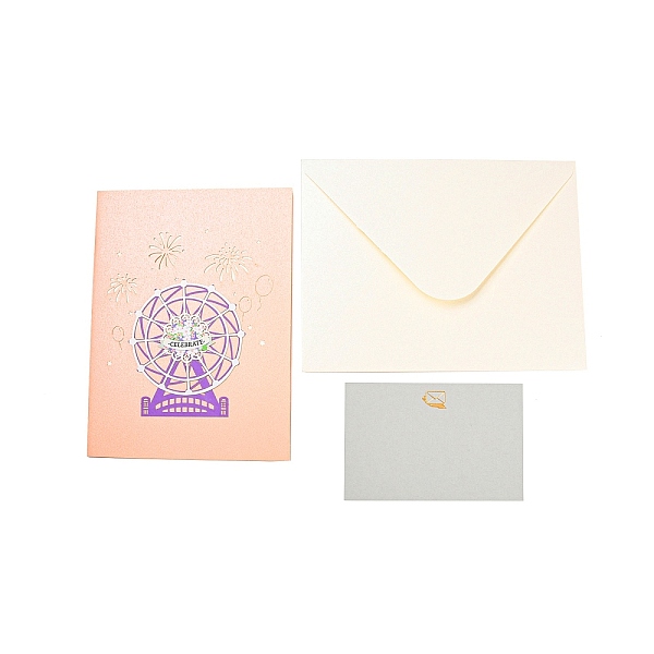 

PandaHall Rectangle 3D Pop Up Paper Greeting Card, with Paper Card and Envelope, Valentine's Day Wedding Birthday Invitation Card, Tree...