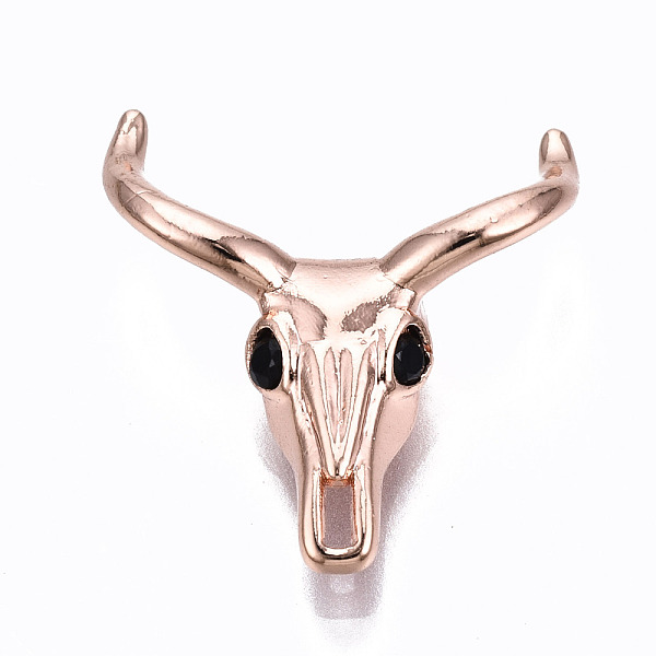 

PandaHall Brass Micro Pave Black Cubic Zirconia Beads, Cattle Skull, Rose Gold, 20x18.5x5mm, Hole: 1.5mm Brass+Cubic Zirconia Cattle Black