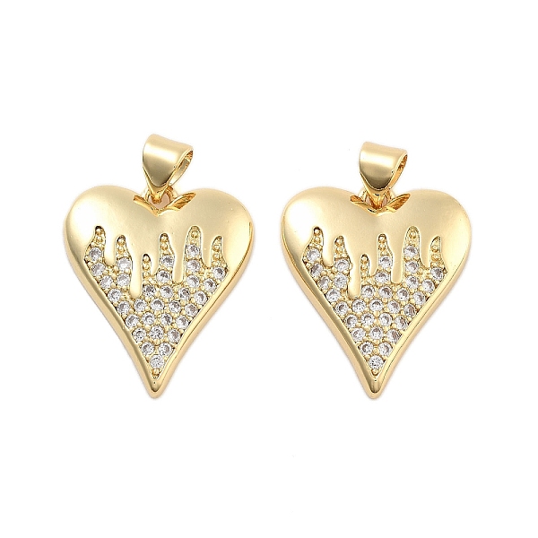 

PandaHall Brass Pave Clear Cubic Zirconia Pendants, Golden, Heart, 20x17x3mm, Hole: 5mm Brass+Cubic Zirconia Heart Clear