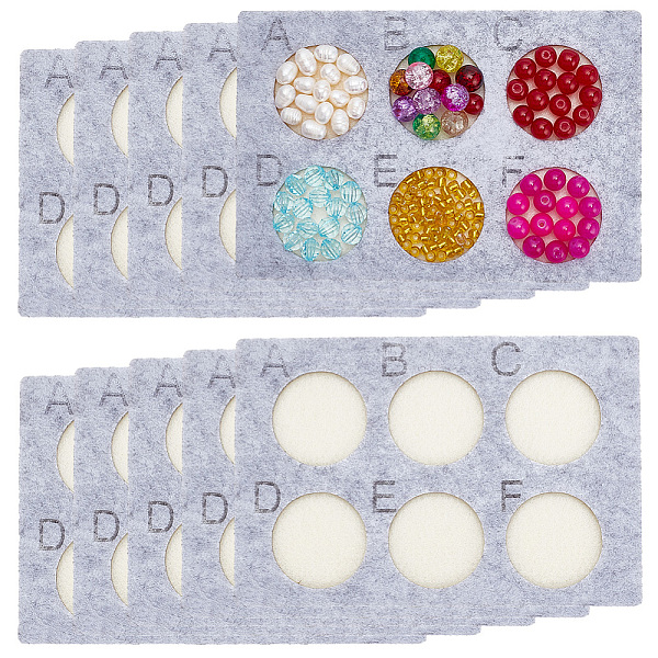 

PandaHall 6-Hole Felt Bead Design Boards, for Beads Storage, Rectangle, Dark Gray, 10x15x0.6cm, Inner Diameter: 3.55cm Cloth