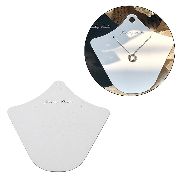 

PandaHall Paper Necklace Display Cards, Bust Shaped Jewelry Display Card for Necklace Showing, White, 14x15.1x0.05cm Paper Body White