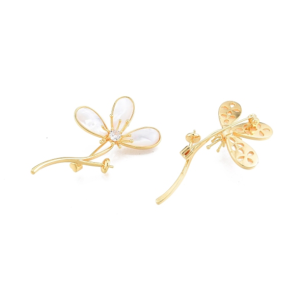 

PandaHall Brass Brooch Findings, Lapel Pin Findings with Shell and Glass, for Half Drilled Beads, Flower, Real 18K Gold Plated, 61x34x14mm...