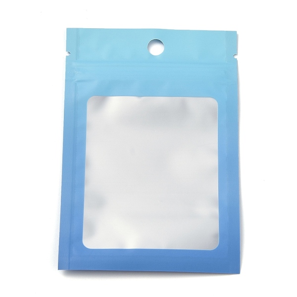PandaHall Plastic Zip Lock Bag, Gradient Color Storage Bags, Self Seal Bag, Top Seal, with Window and Hang Hole, Rectangle, Blue...