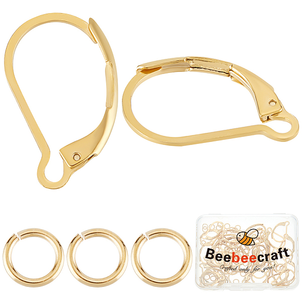 

PandaHall Beebeecraft 40Pcs 304 Stainless Steel Leverback Earring Findings, with 40Pcs Rack Plating Brass Jump Rings, Real 24K Gold Plated...