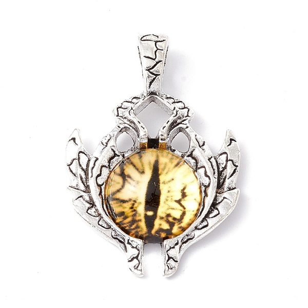 

PandaHall Glass Pendants, with Antique Silver Plated Alloy Findings, Evil Eye, Goldenrod, 42x29x8.5mm, Hole: 6x4mm Alloy+Glass Evil Eye Gold