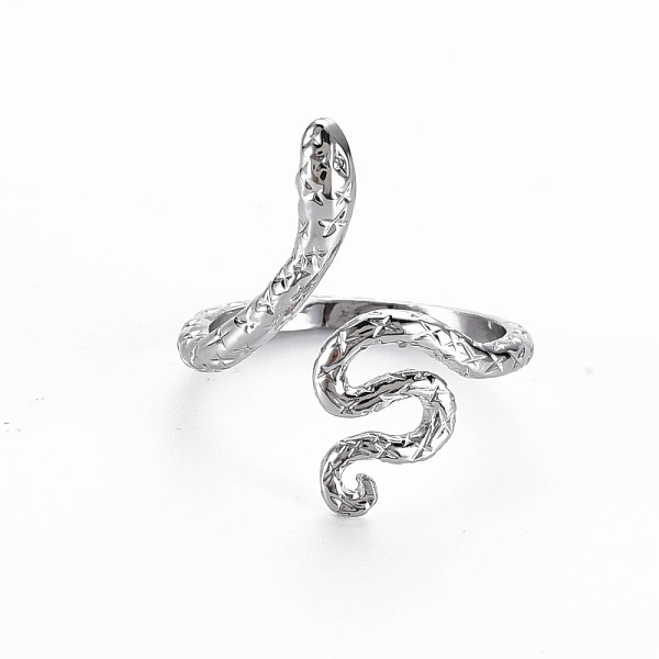 

PandaHall Snake Shape Rack Plating Alloy Cuff Rings, Open Rings, Cadmium Free & Lead Free, Platinum, US Size 9 3/4(19.5mm) Alloy