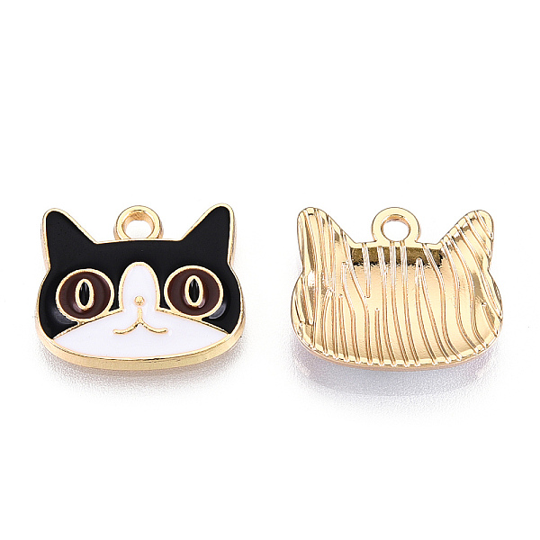 

PandaHall Light Gold Plated Alloy Kitten Pendants, with Enamel, Cat Head Shape, Black, 13.5x16x3mm, Hole: 2mm Alloy+Enamel Cat Shape Black