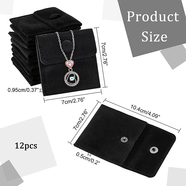 

PandaHall 12 Pcs Velvet Jewelry Pouches with Snap Button, Black Velvet Jewelry Storage Bags Luxury Gift Bag for Candy Gift and Jewelry...