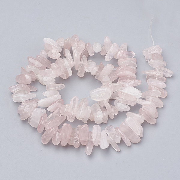 

PandaHall Natural Rose Quartz Beads Strands, Chip, 10~30x4~10x1~7mm, Hole: 1mm, about 80~85pcs/strand, 15.55 inch Rose Quartz Chip