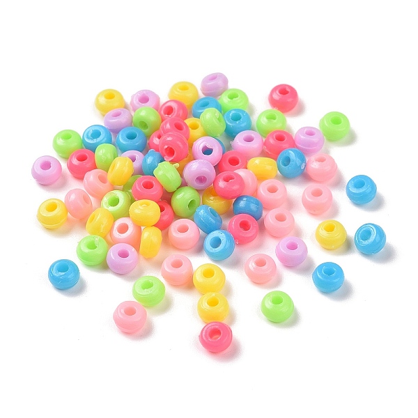 

PandaHall Opaque Acrylic Beads, Rondelle, Mixed Color, 5x3.5x3.5mm, Hole: 1.8mm, about 8500pcs/500g Acrylic Rondelle Multicolor