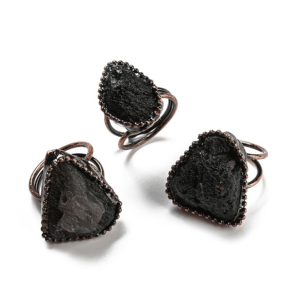 

PandaHall Irregular Triangle Natural Tektite Open Cuff Rings, Red Copper Tin Finger Ring, Cadmium Free & Lead Free, Inner Diameter...