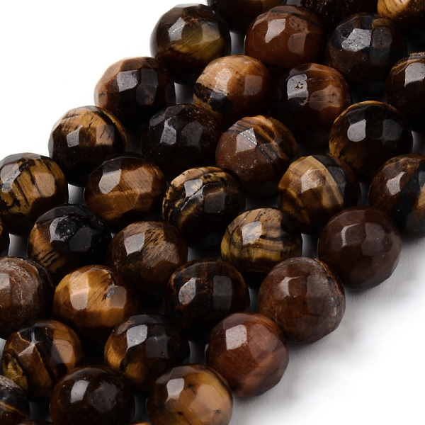 

PandaHall Natural Tiger Eye Beads Strands, Faceted, Round, 8~8.5mm, Hole: 1mm, about 47pcs/strand, 15.5 inch Tiger Eye Round