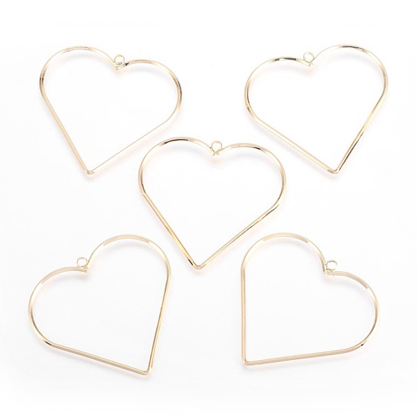 

PandaHall Brass Big Pendants, Nickel Free, Heart, Real 18K Gold Plated, 49x52~53x1.5mm, Hole: 2.5mm Brass Heart