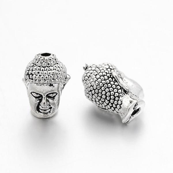 

PandaHall Alloy 3D Buddha Head Beads, Antique Silver, 13x8.5x8mm, Hole: 1.5~2mm Alloy Human