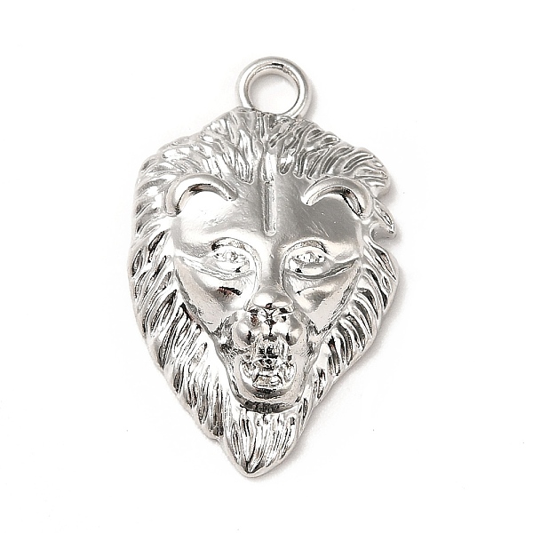 

PandaHall Rack Plating Alloy Pendants, Cadmium Free & Lead Free, Lion Head Charms, Platinum, 28x17x7mm, Hole: 2.5mm Alloy Lion