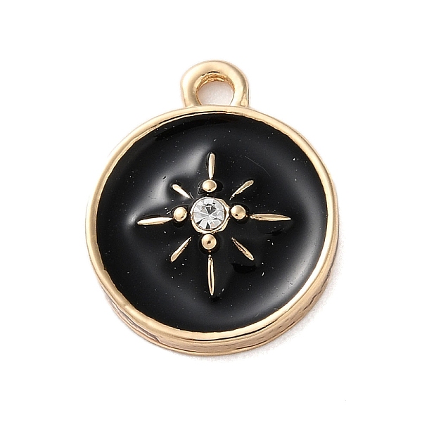 

PandaHall Zinc Alloy Enamel Pendants, with Rhinestone, Golden, Flat Round with Star Charm, Black, 15.5x13x3.5mm, Hole: 1.5mm Alloy+Enamel...