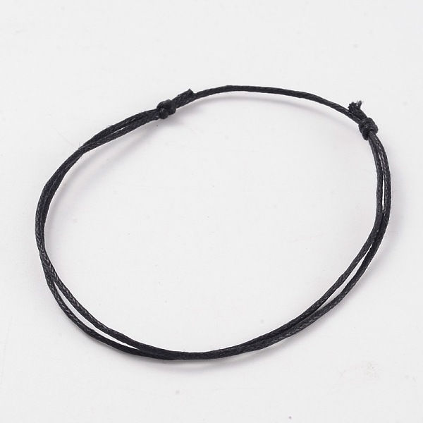 

PandaHall Adjustable Waxed Cord Bracelets, Black, 50~100mm(2 inch~3-7/8 inch) Waxed Cord Black