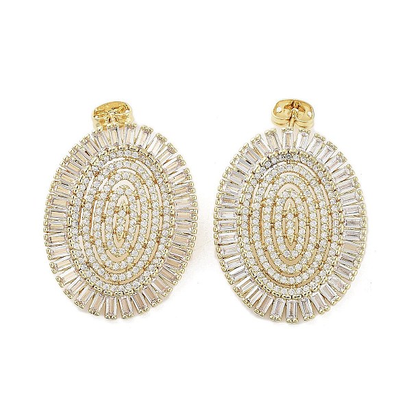 

PandaHall Rack Plating Brass Micro Pave Cubic Zirconia Stud Earring, Cadmium Free & Lead Free, Long-Lasting Plated, Oval, Real 18K Gold...