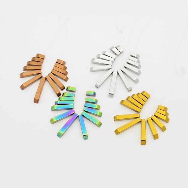 

PandaHall Rectangle Non-magnetic Synthetic Hematite Beads Strands, Graduated Fan Pendants, Focal Beads, Mixed Color, 12~30x4x4mm, Hole: 1mm...