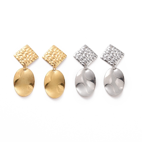 

PandaHall 304 Stainless Steel Oval with Rhombus Dangle Stud Earrings for Women, Mixed Color, 42.5mm, Pin: 0.8mm 304 Stainless Steel Oval