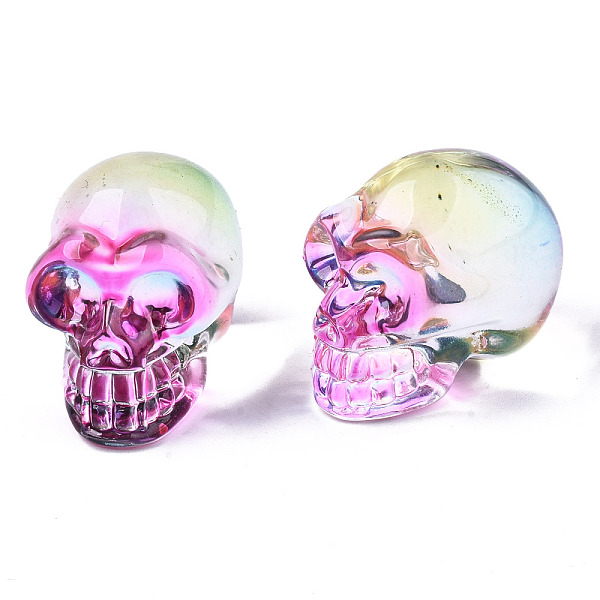 

PandaHall K9 Glass Display Decorations, Skull, for Halloween, Pink, 22x18x26mm Glass Skull Pink